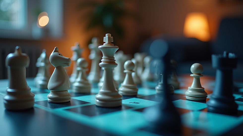 Close-up view of a laptop screen showing a digital chessboard during an online coaching session