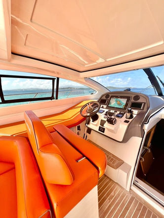Cockpit seating area of the Azimut 60 private yacht rental in Puerto Rico.