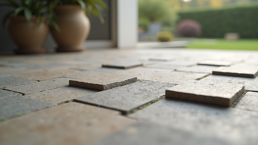 Close-up view of natural stone tiles arranged for selection