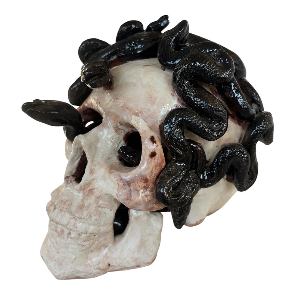 Miniature : Ceramic sculpture representing a human skull treated in a naturalistic way