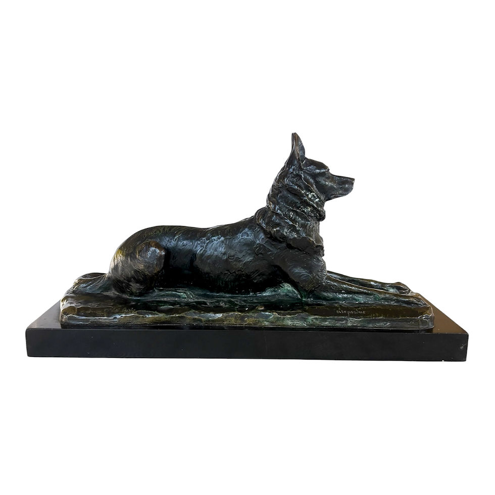 Miniature : Important animal sculpture in bronze with shaded brown patina and antique-green reflections