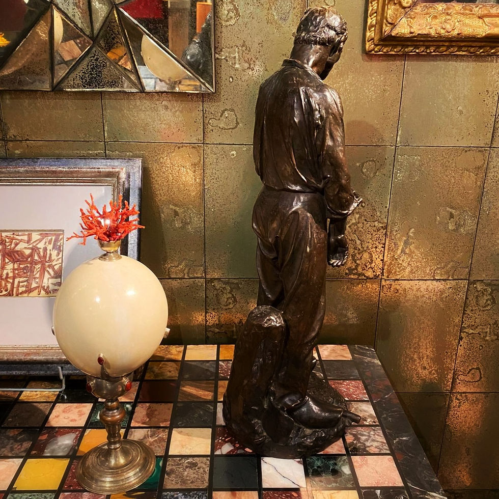 Miniature : Jules Dalou, Paysan, statue en bronze à patine brune, Susse
