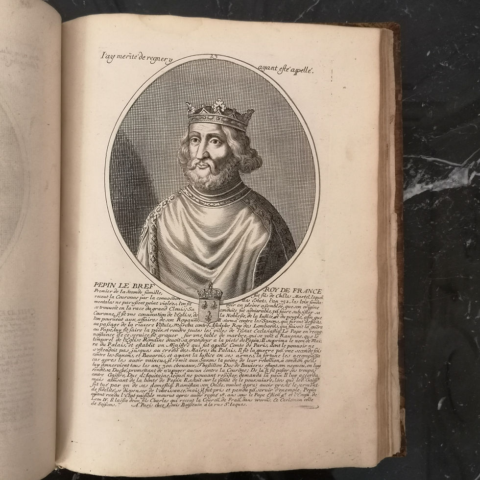 Miniature : Pépin le Bref Portraits des Rois de France depuis depuis Pharamond jusques au Roy Louis XIIII