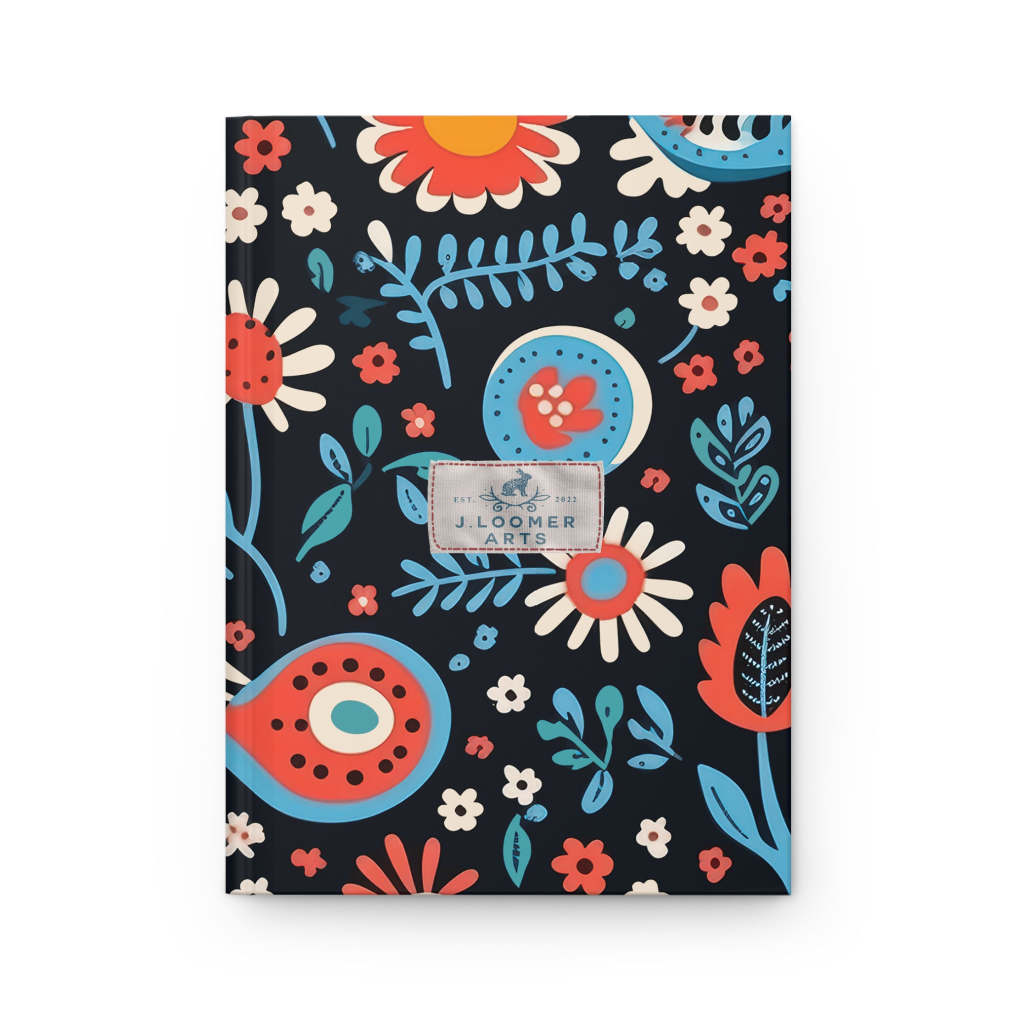 Folk Bird Floral Hardcover Journal — Colorful Scandinavian-Inspired Notebook