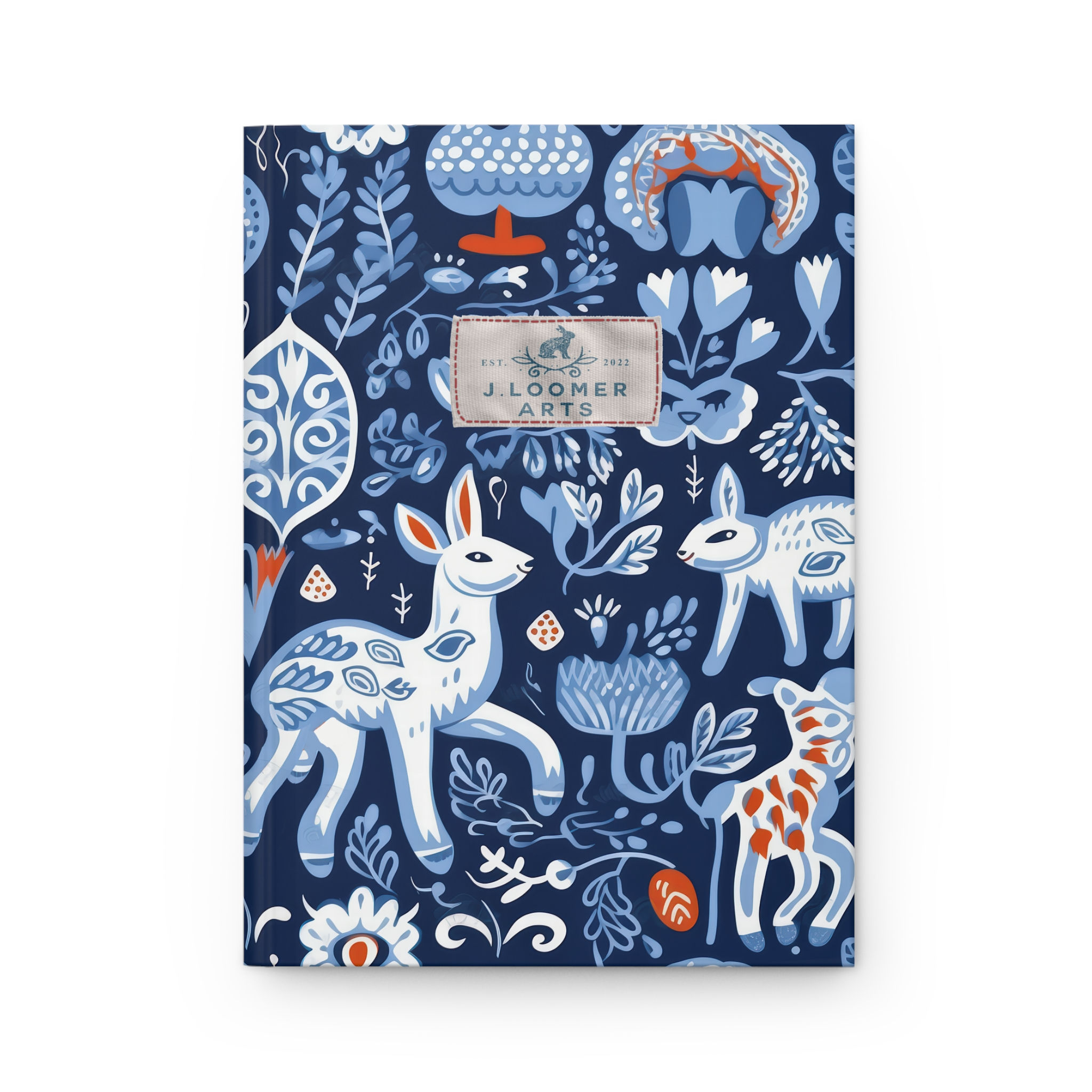 Scandinavian Blue Woodland Deer Pattern Notebook
