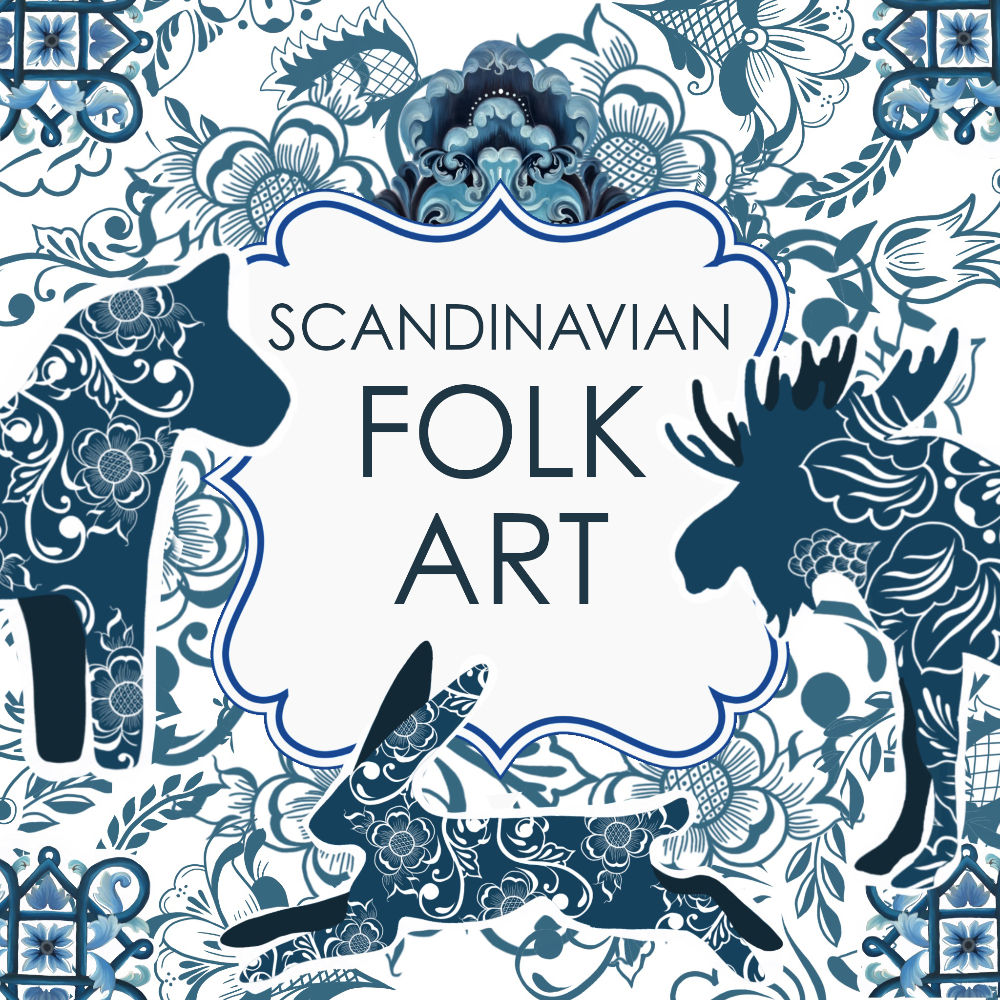 Scandinavian Folk Art Clip Art Bundle