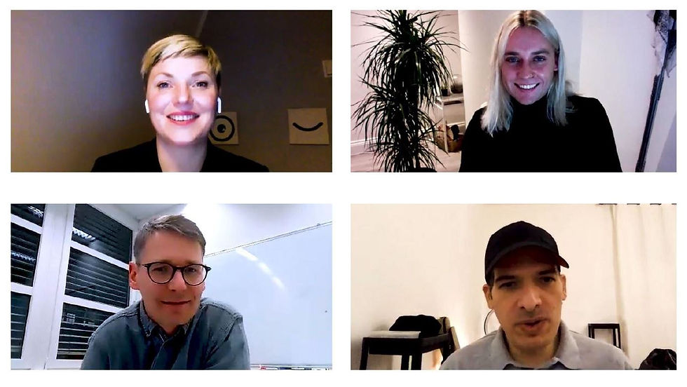 Marte Hentschel mit Adam King, Peer Hohn und Anas Alshanti