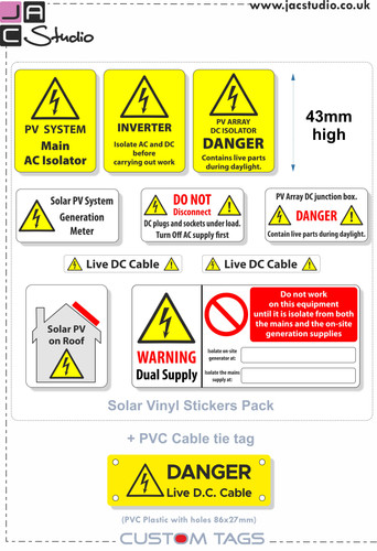 Solar Sticker Vinyl Pack + PVC Cable tie tag | jacstudio