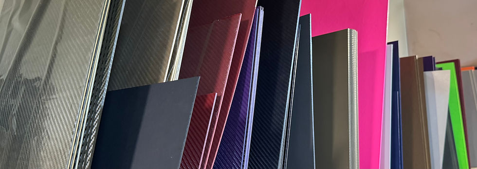 High angle view of multiple Kydex sheets displayed on a workbench