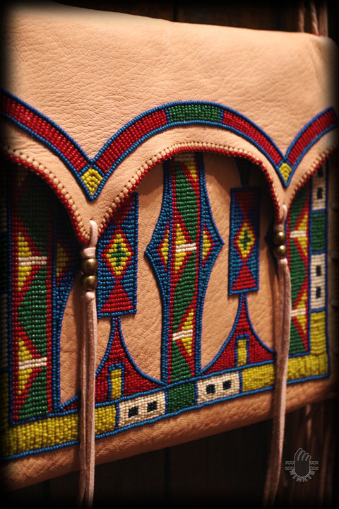 Parfleche Style Beaded Shoulder Bag