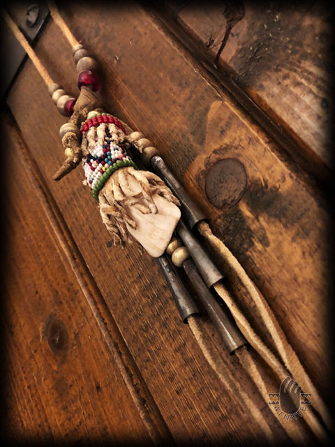 Beaded Buffalo Tooth Pendant Head