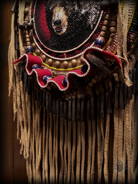 BLACK BEAR Beaded Bag