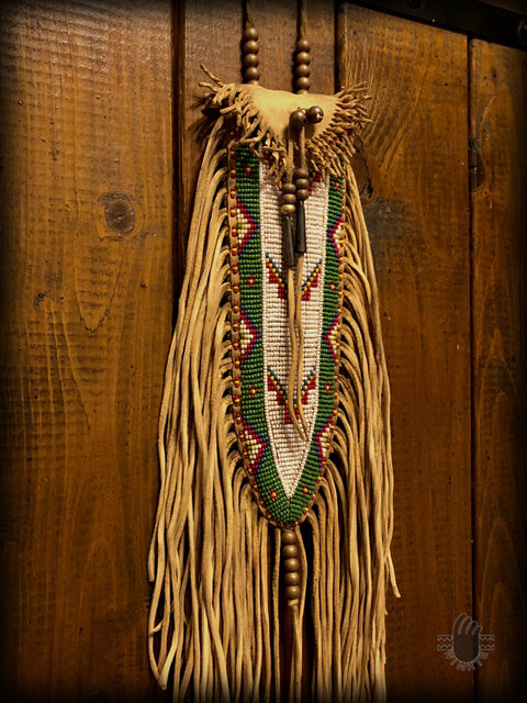 Tail Bag Style Beaded Knife Sheath