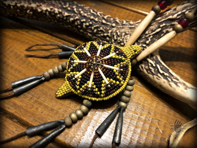 Beaded Turtle Amulet (Indian Star Tortoise Style)