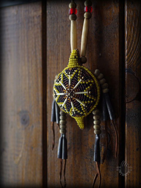 Beaded Turtle Amulet (Indian Star Tortoise Style)