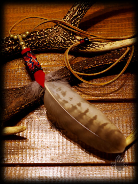 Beaded Feather Pendant Head BD SP
