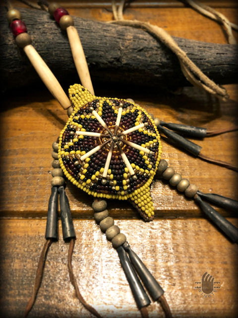 Beaded Turtle Amulet (Indian Star Tortoise Style)
