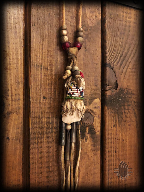 Beaded Buffalo Tooth Pendant Head