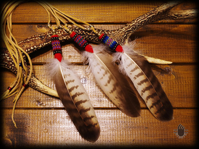 Genuine Feather Beaded Pendant Head