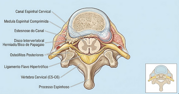 Estenose cervical, dor, perda de força, cervical