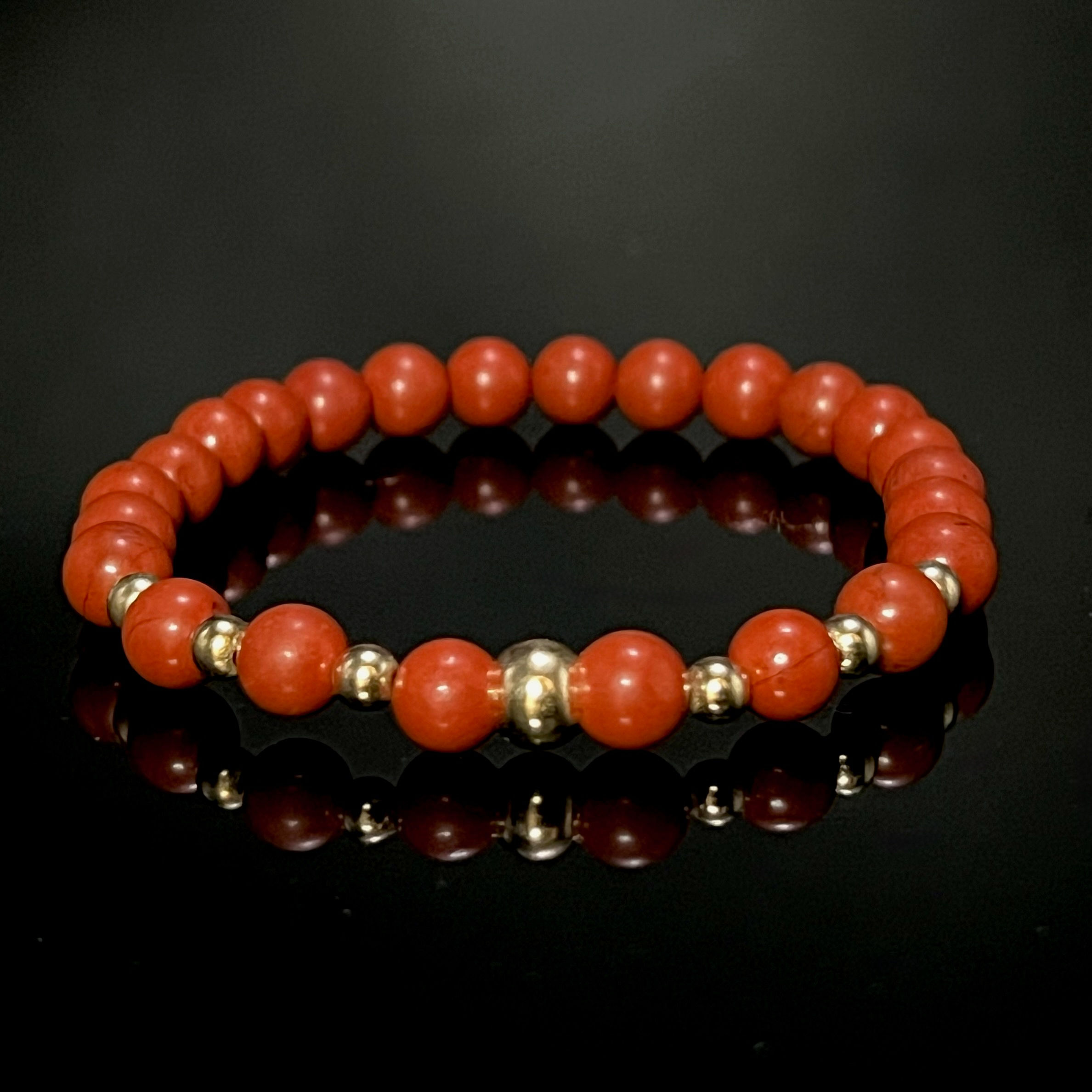 Red jasper round with gold filled spacers