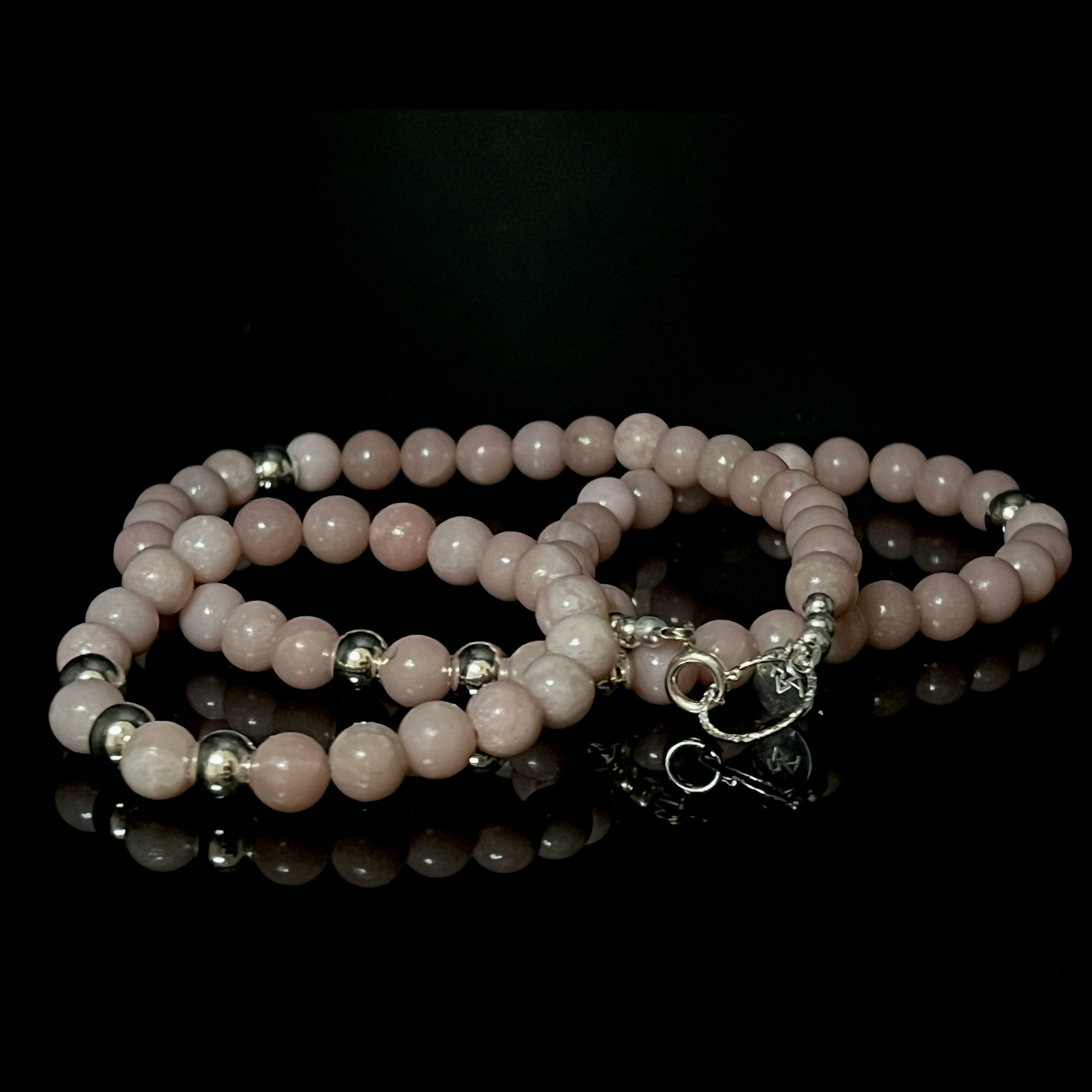 set van Roze Opaal ketting en armband met Sterling Zilver sluiting en spacers