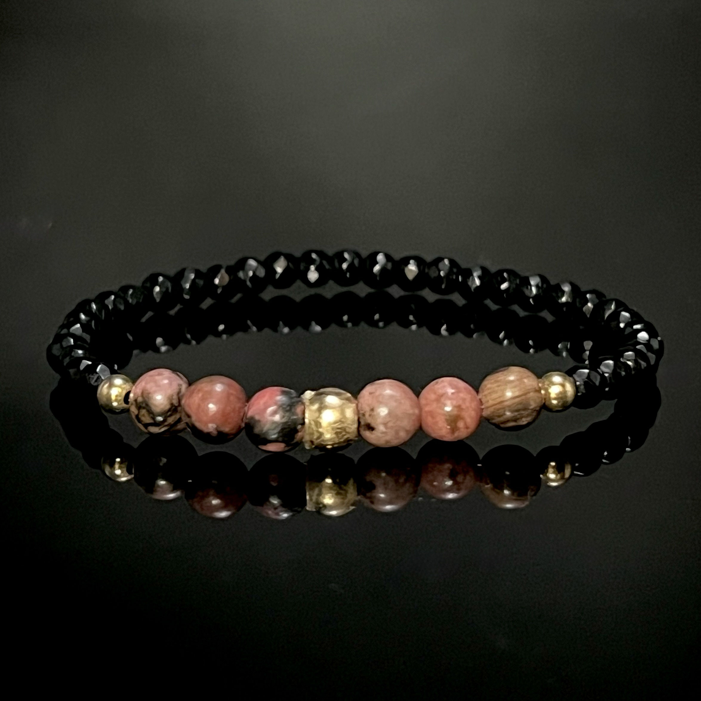 Onyx and rhodonite with gold-filled spacers