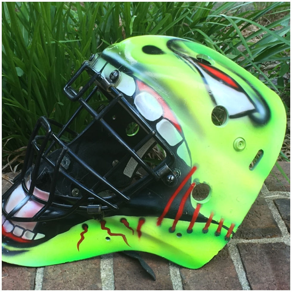 Raleigh and Airbrush artist Baseball catcher helmet Final