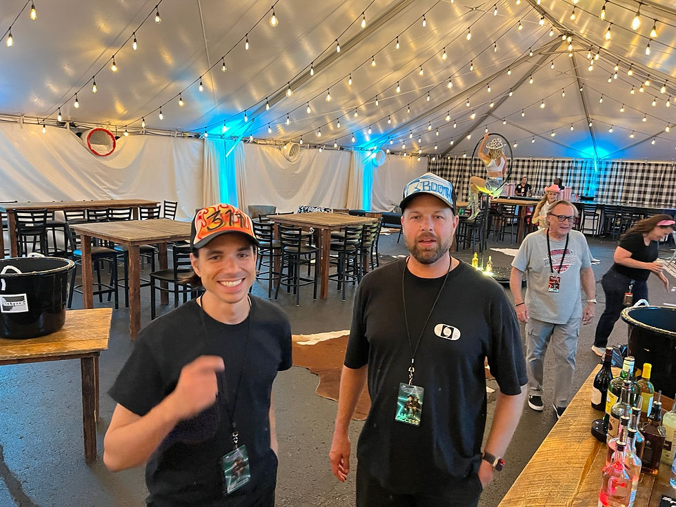 Private backstage hospitality tent prepared for a live airbrush experience in Nashville