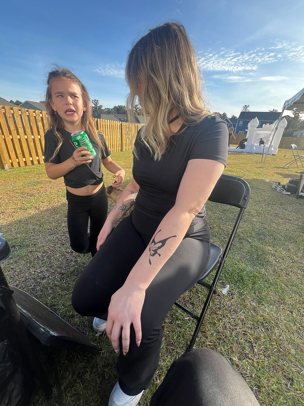 Temporary tattoos at the outdoor event in Austin, Texas