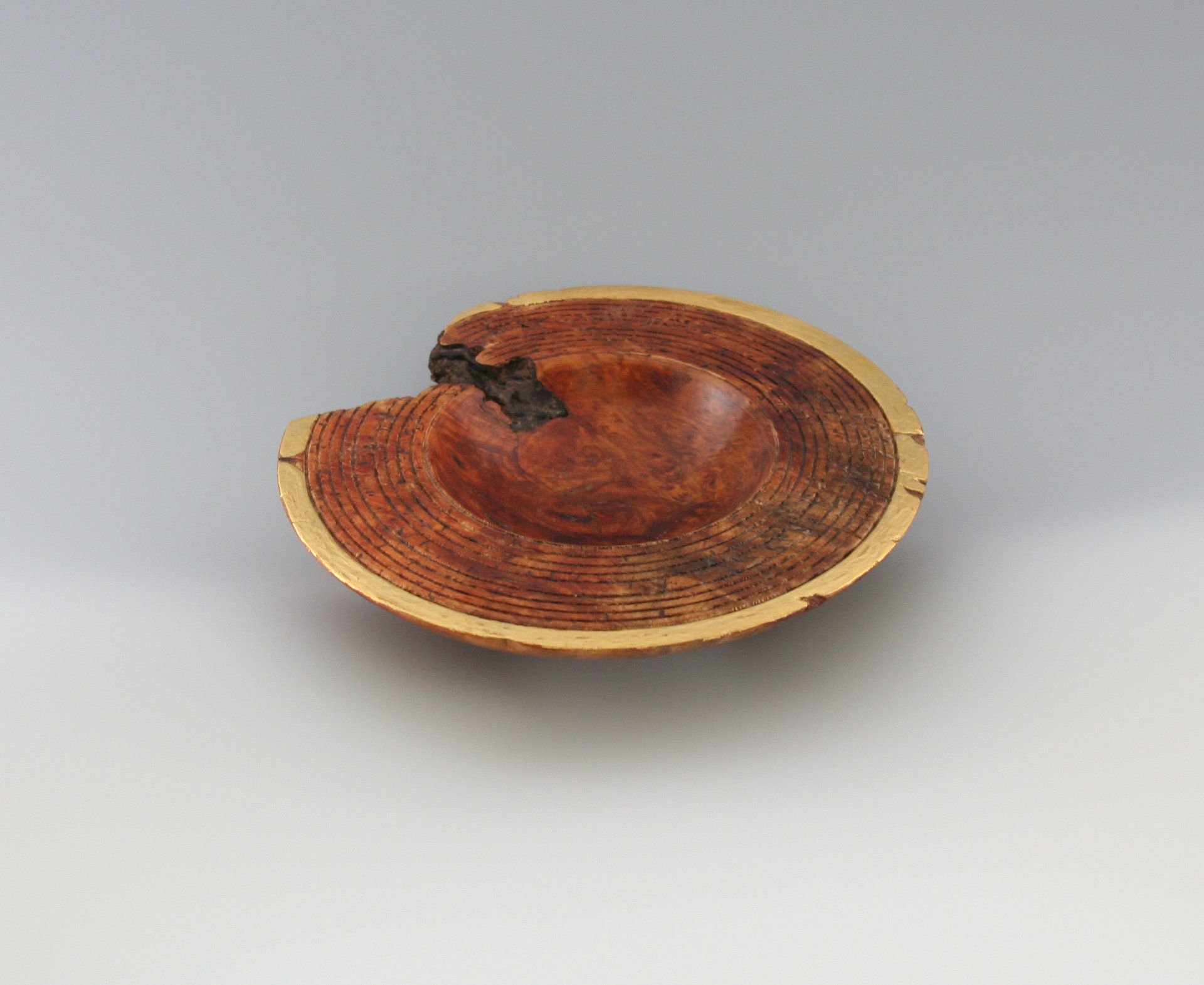 Big Leaf Maple Burl Vessel, 24 k. Gold Foil