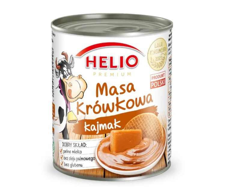 HELO, Masa Krówkowa, kajmak, dobry skład, pełne mleko, bez oleju palmowego, i bez glutenu product.