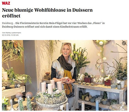 Bild vom Artikel in der WAZ 2014: Neue blumige Wohlfühloase in Duissern eröffnet