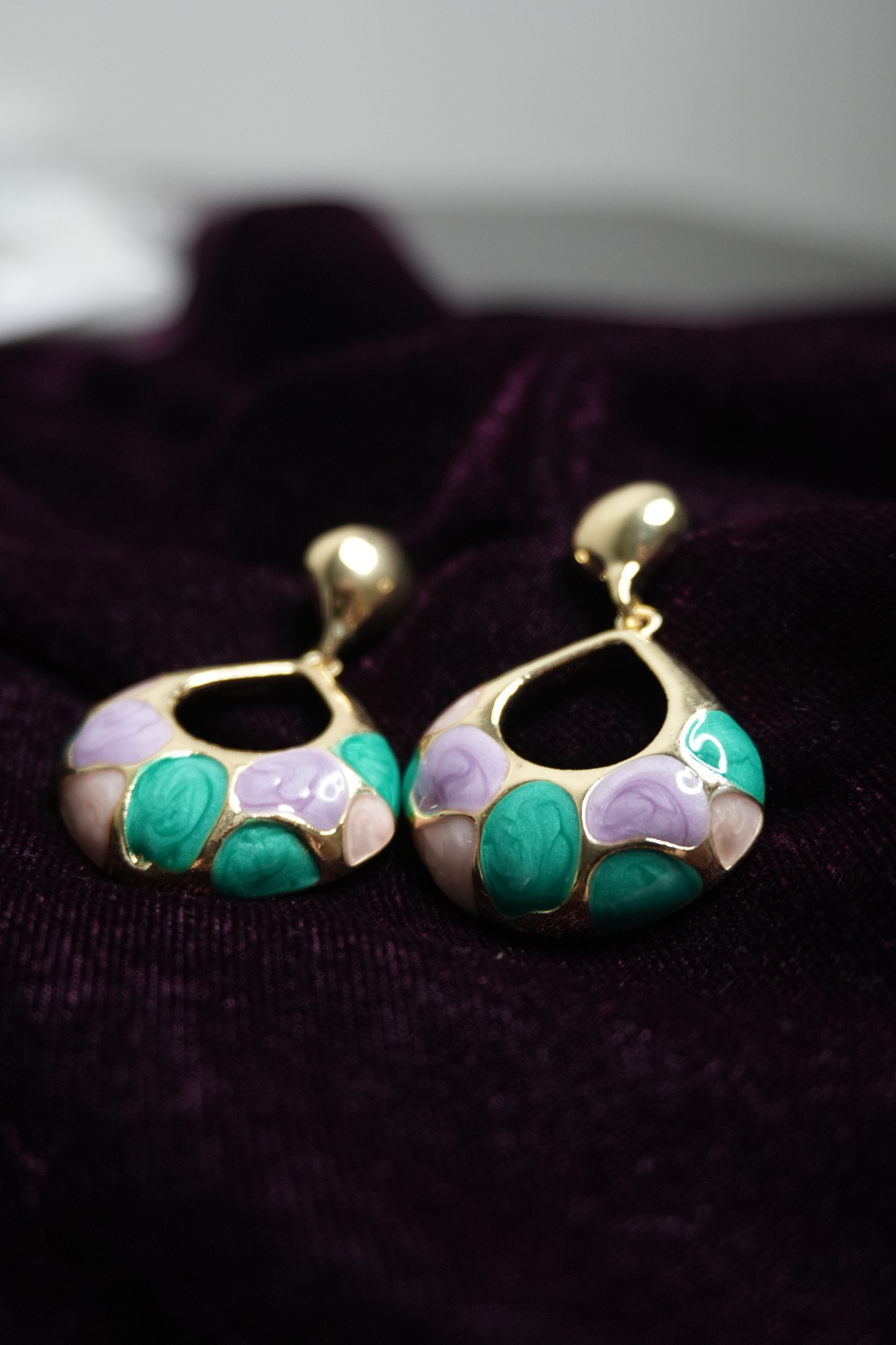 Pastel Mosaic Enamel Teardrops