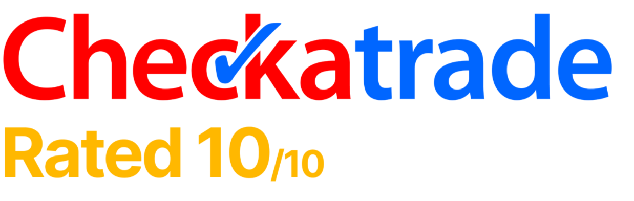 Checkatrade brand logo, red and blue, with 'Rated 10/10' text.