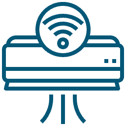 Car console with steering wheel icon, wifi symbol, and air vents.