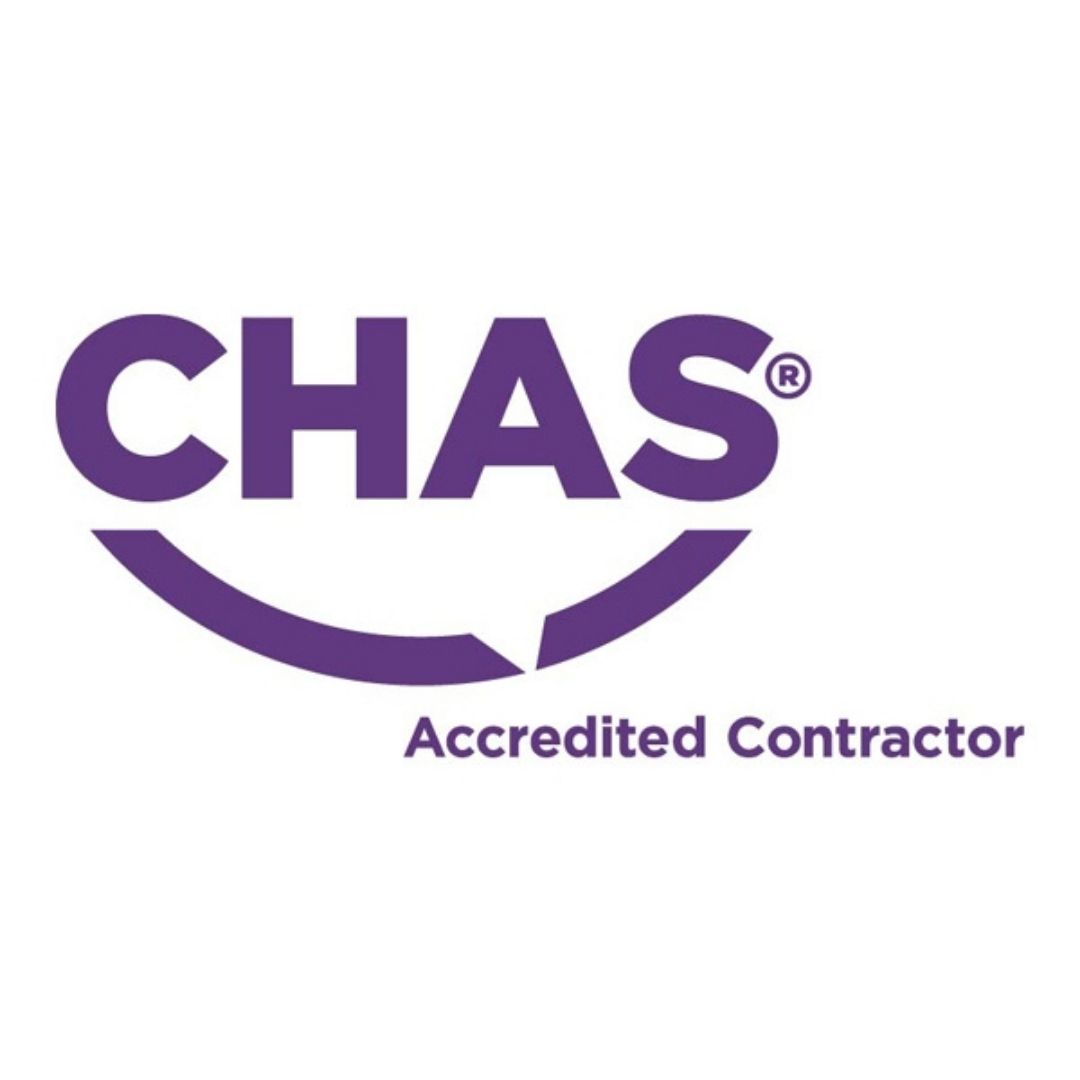 CHAS logo with text: Accredited Contractor for the construction industry.
