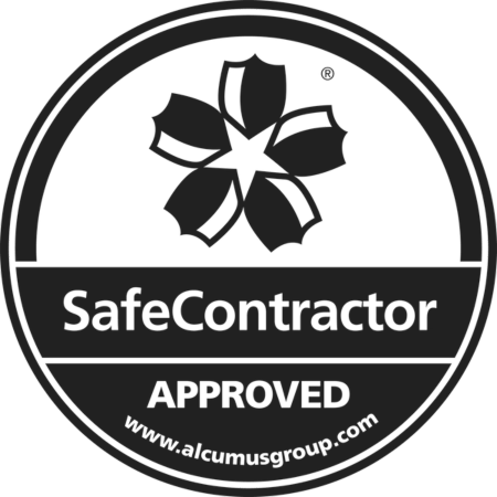 SafeContractor Approved badge with flower logo, ID Contracts