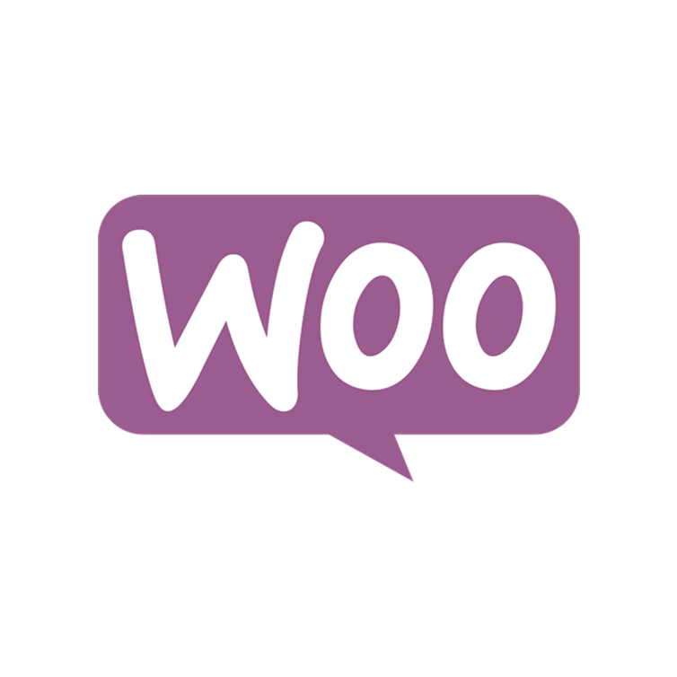 Woo logo in white text inside a stylish purple speech bubble.