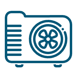 Blue safe icon with circular lock, representing security and protection.