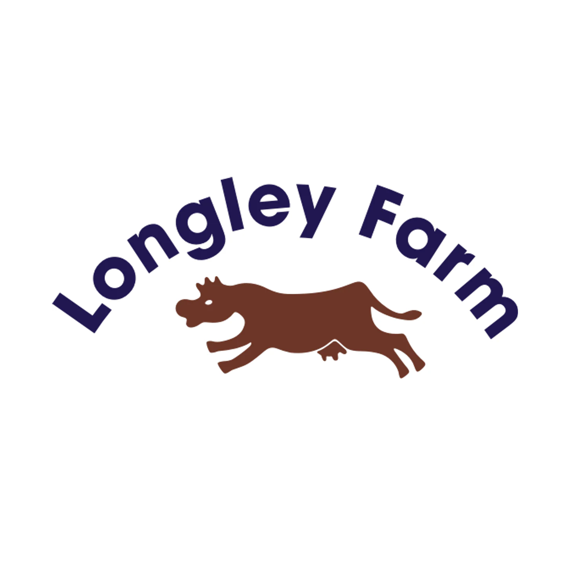 Longley Farm logo with running cow