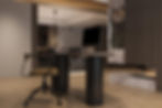 Modern home office with desk, chair, and fireplace HOME interior design