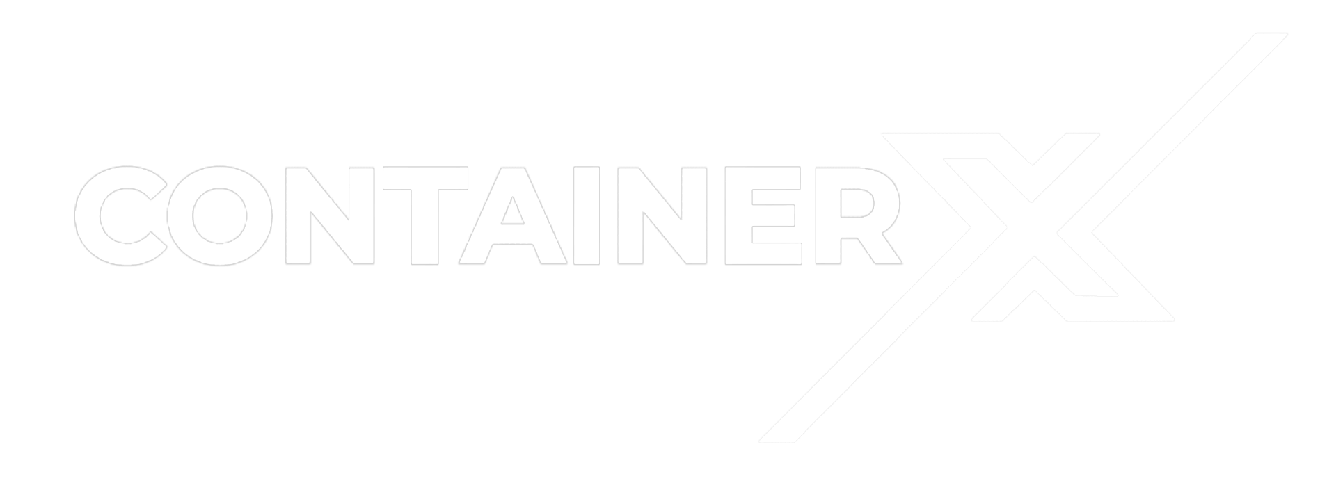 Container X logo in white on a black background, representing the brand name.
