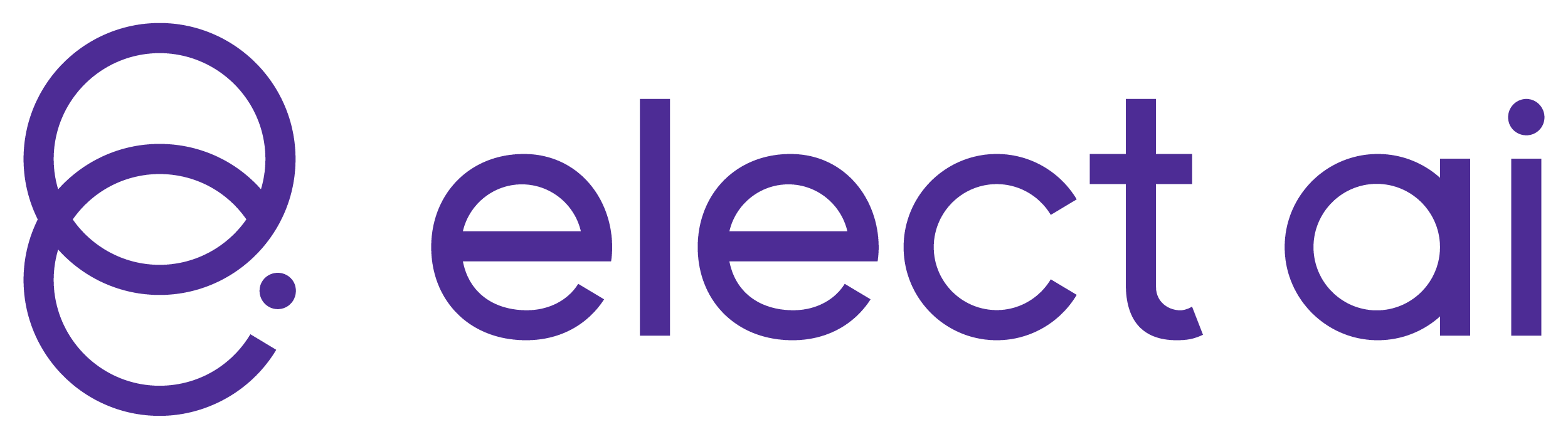 Purple Elect AI logo on black background, text reads Elect AI.