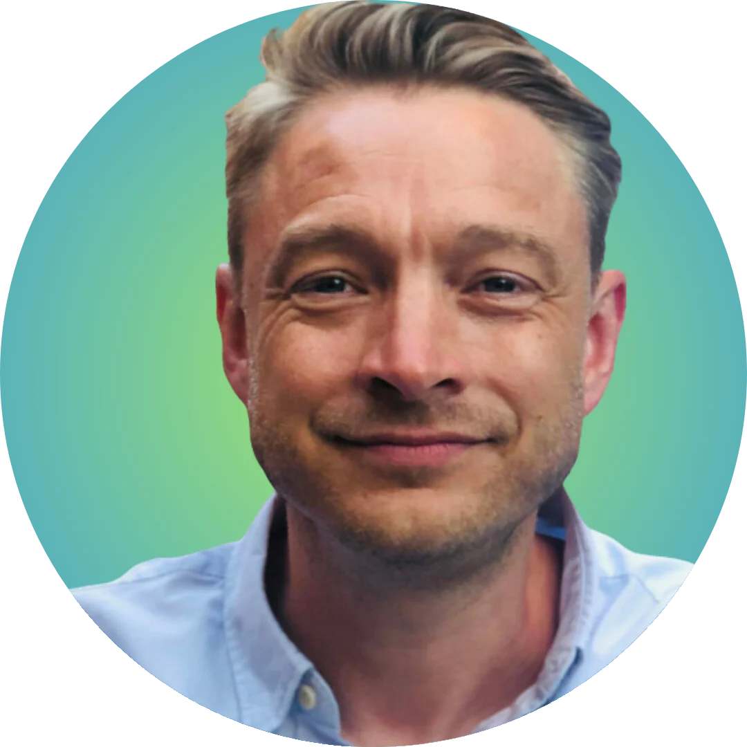 Smiling man with blonde hair