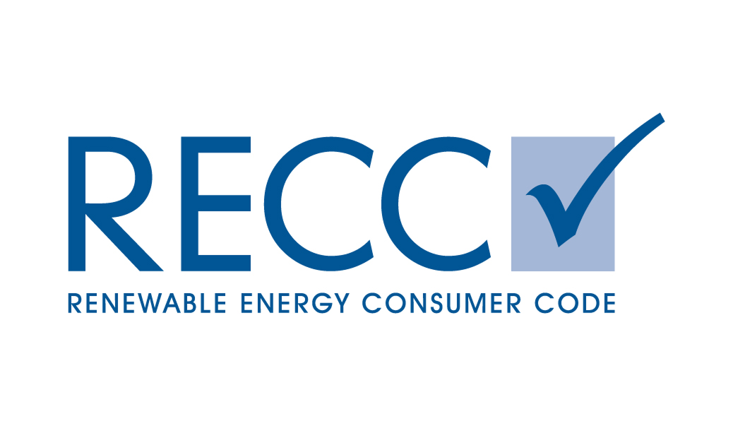 RECC logo with a checkmark, Renewable Energy Consumer Code text displayed.