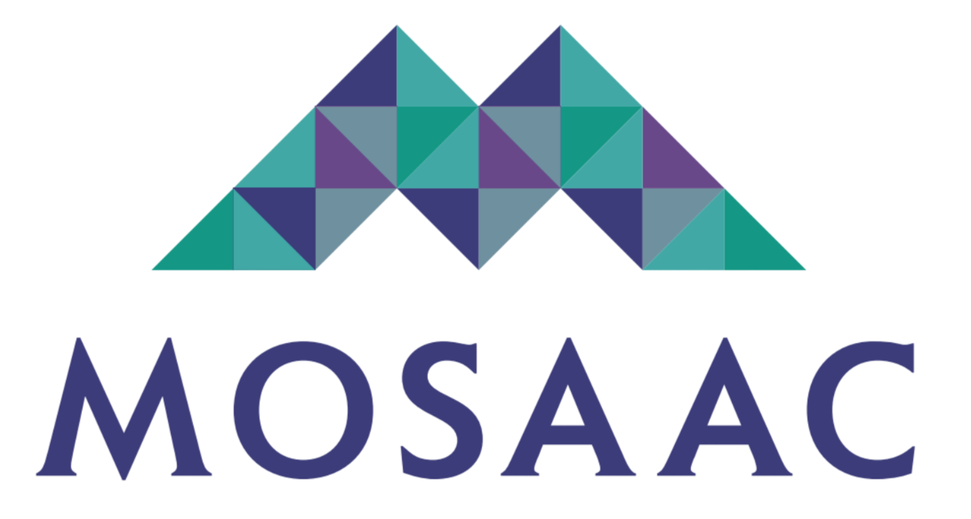 MOSAAC logo with a mosaic mountain design in teal and purple.