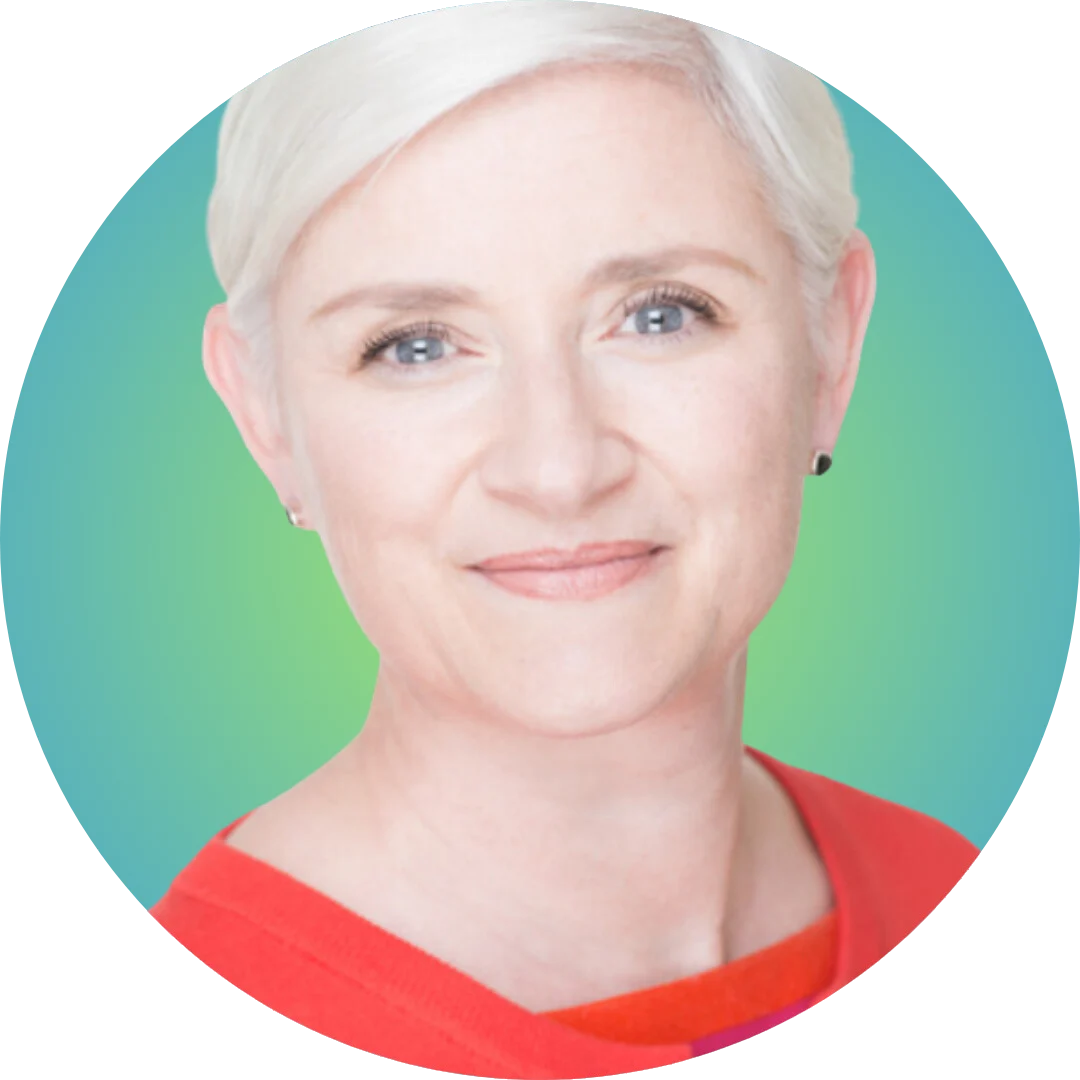 Smiling woman with short hair