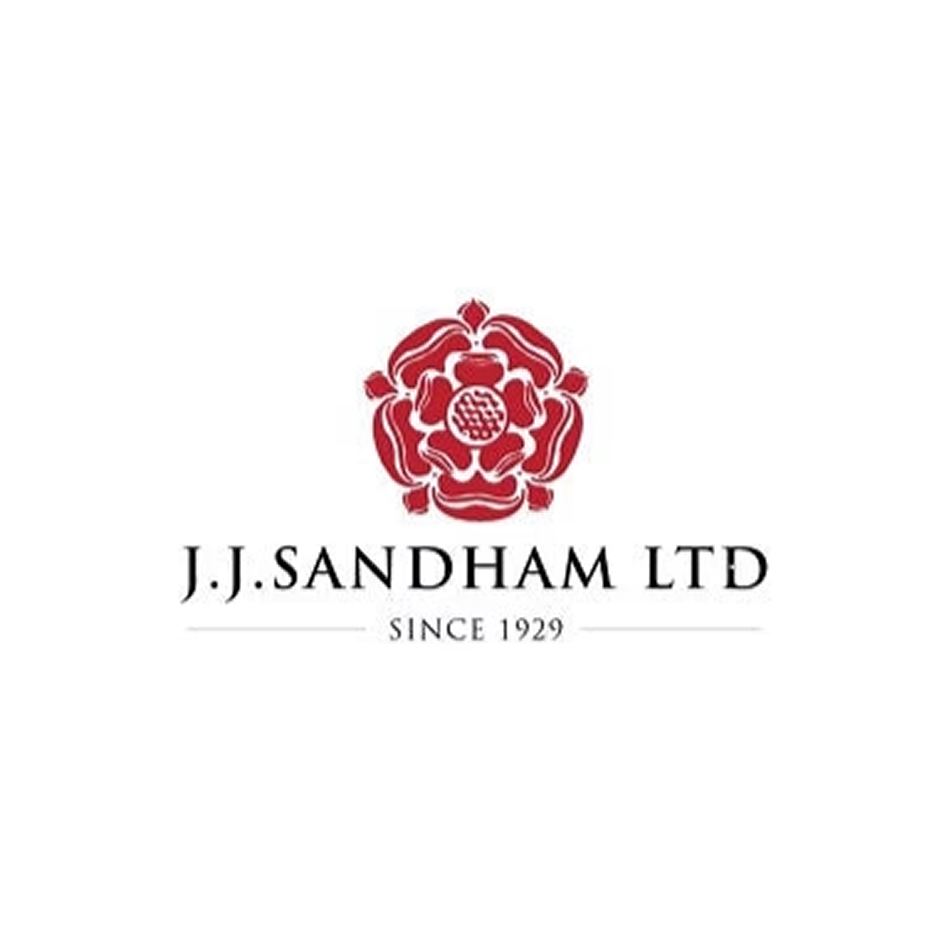 J.J.SANDHAM LTD SINCE 1929 logo with red rose emblem.