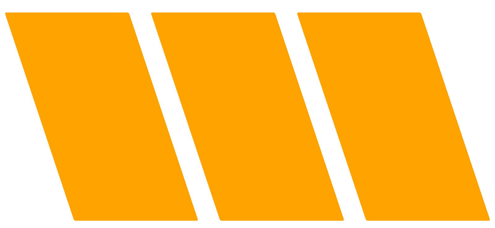 Three orange slanted parallel bars on a black background.